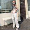 Wide-Leg White High-Waisted Jeans for Women - Floor-Length, Loose Fit, Spring/Autumn 2026 Trendy Style