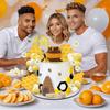 Bee Cake Toppers Honey Jar Cake Topper Honeycomb Cake Decorations for Baby Shower Bee Theme Birthday Party Decoration Supplies