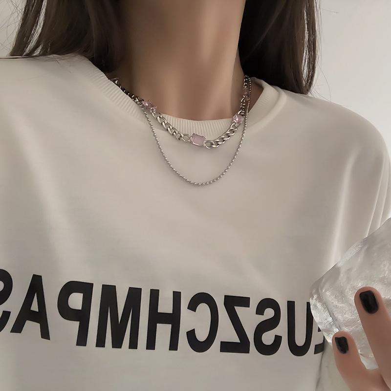 Розовое Сердце Кулон Ожерелье Сердце Жемчужные Бусины Цепи Колье Ожерелье