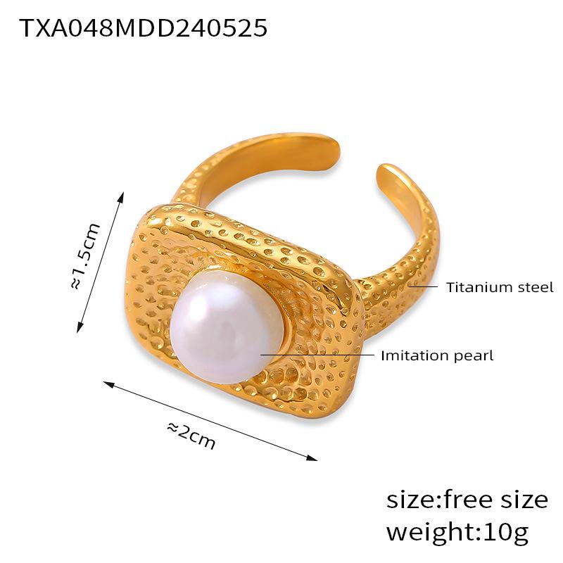 Vintage French-Style Freshwater Pearl Square Ornaments: Retro Artistic Non-fading Titanium Steel Set for Women