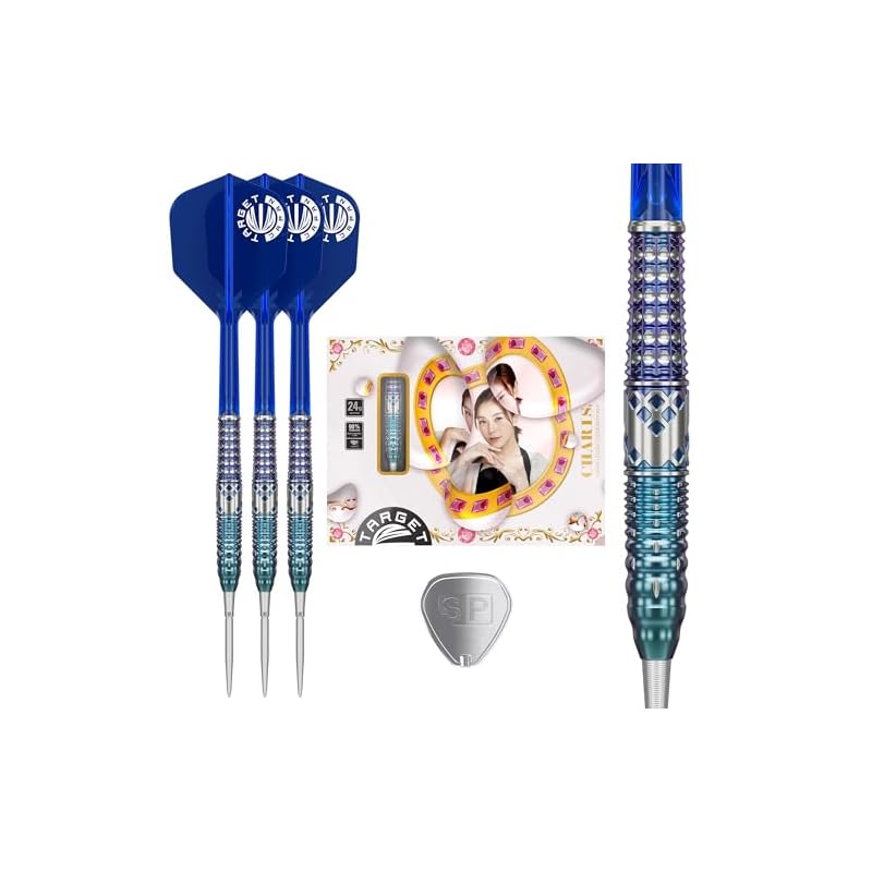 Target Japan CHARIS G5 Kathy Leung Player 90% Tungsten K-Flex Steel Tip Darts Set, 22G, No. 6 Shape, Flights and Shafts, SWISS SILVER NANO POINT 30mm