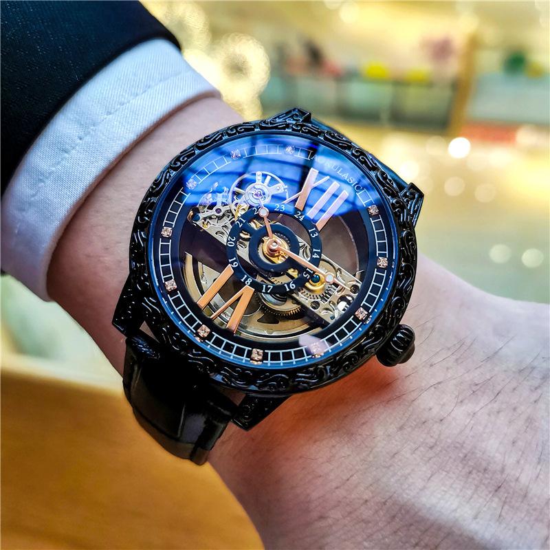 Mechanische Herrenuhr mit hohlem Zifferblatt, vollautomatisch, hochwertig, maskulin, leuchtend, wasserdicht