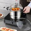 Visible Lid Deep Fryer Pot with Frying Basket and Steamer Stockpot Household Pasta Pot  Tempura
