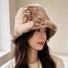 Thick Warm Deer Patterned Faux Fur Hat Faux Mink Fur Plush Neck Warmer  Cold Weather