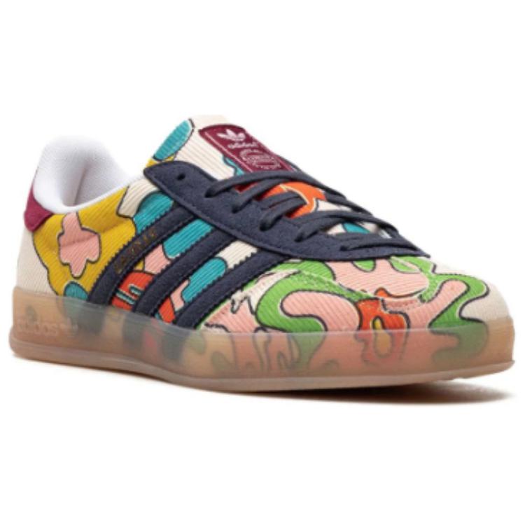 Adidas Sean Wotherspoon X Gazelle Indoor Kaleidoscopic Lens Unisex Sneakers Multi-Color Ecru-Tint Shadow-Navy IG2849