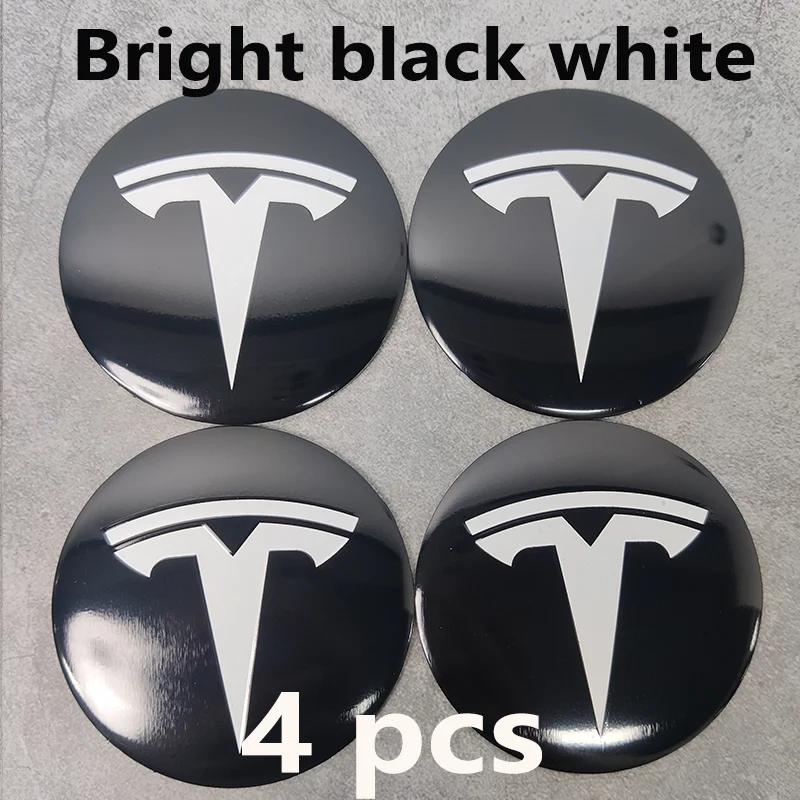 Tesla Model 3/Y/S/X 4Pcs 56mm Hub Cap Logo Stickers - Waterproof Durable Wheel Center Decals Car Protector Accessories