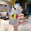 N91 Moldova Flag Art Clear Frame Case for Samsung S25 Ultra A55 iPhone 16 15 Pro Max Xiaomi Redmi Note 13 Feather Chiffon Texture Silver Plated Cover