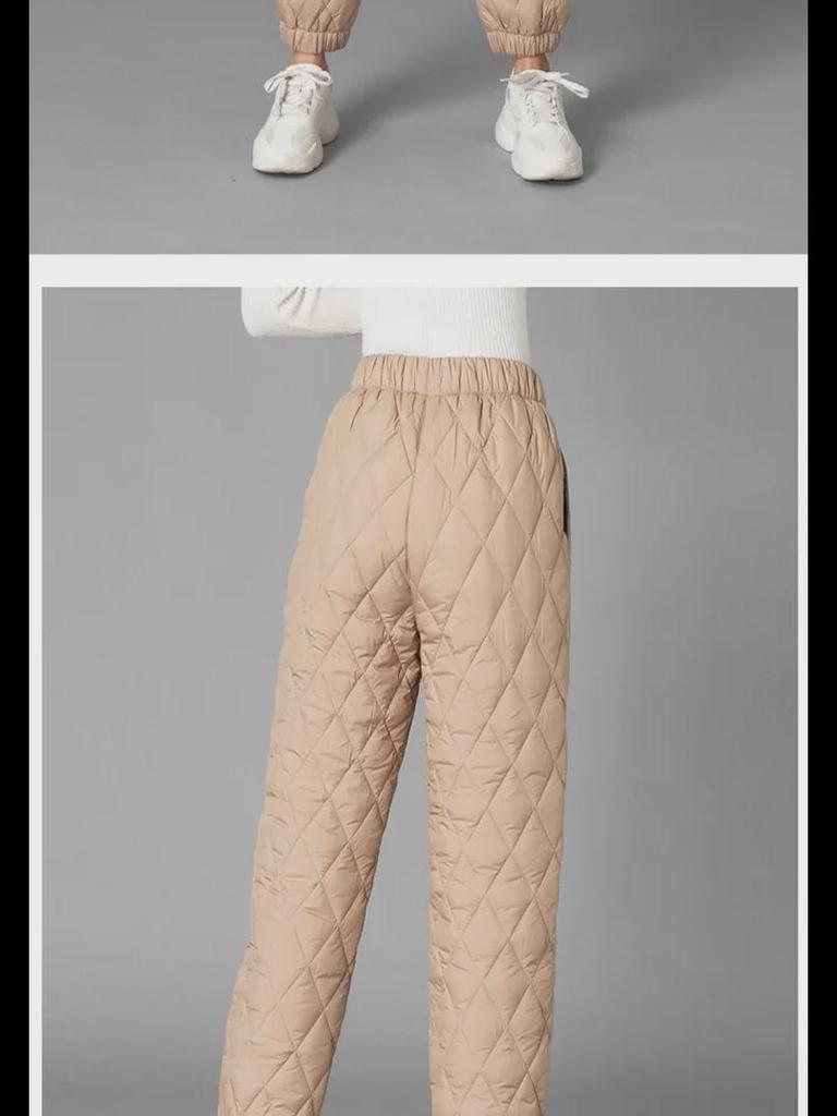 High-Waist Wide-Leg Cotton Trousers for Women - Thick, Warm, Large Size, Casual Straight Fit for Middle-Aged and Seniors.