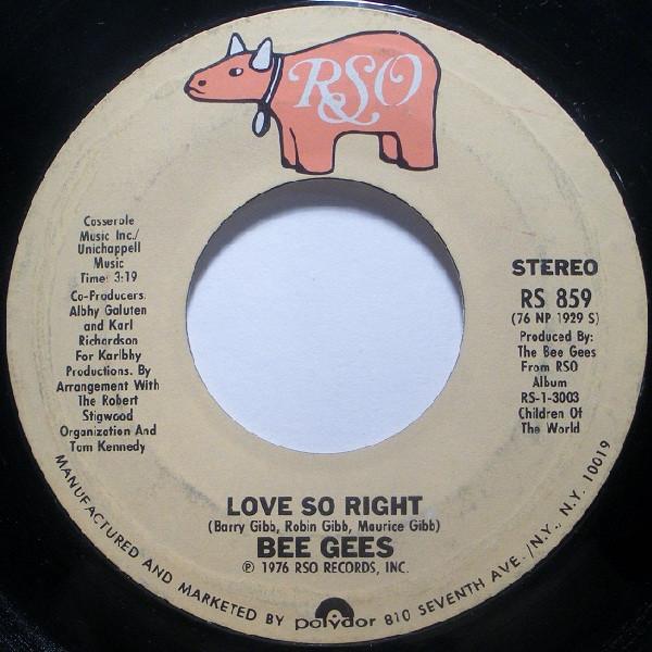7inch Record BEE GEES - Love So Right RS859 RSO 1976 US Soul/Funk Used