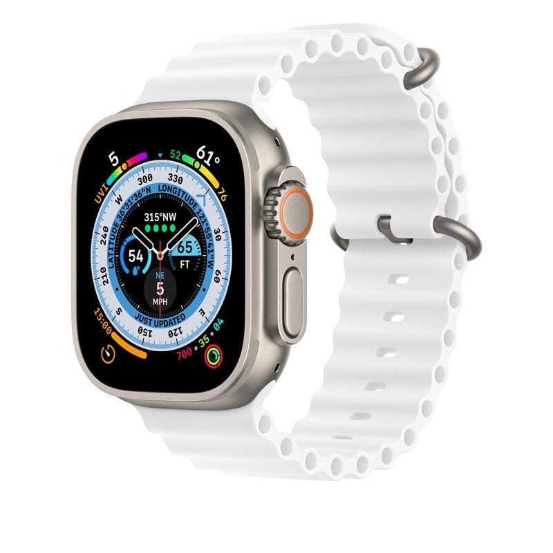 Silikonový řemínek YurKem Ocean pro Apple Watch 49 mm, 45 mm, 44 mm, 40 mm, 41 mm, 42 mm, 38 mm, pro iWatch Ultra řady 8, 7, 6, 5, 4, 3, SE