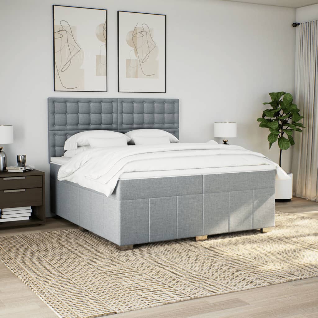 Vidaxl Letto Continentale Con Materasso, Grigio Chiaro, Tessuto 200X200 Cm