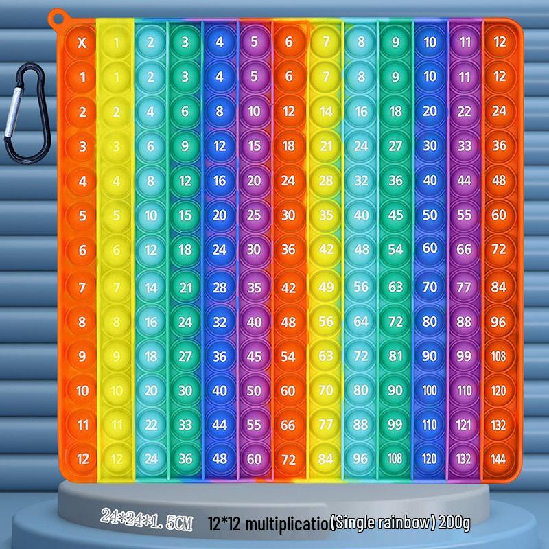 24cm Silicone Rainbow Kids' Learning Toy: Letters, Numbers, Multiplication Pop-It Fidget