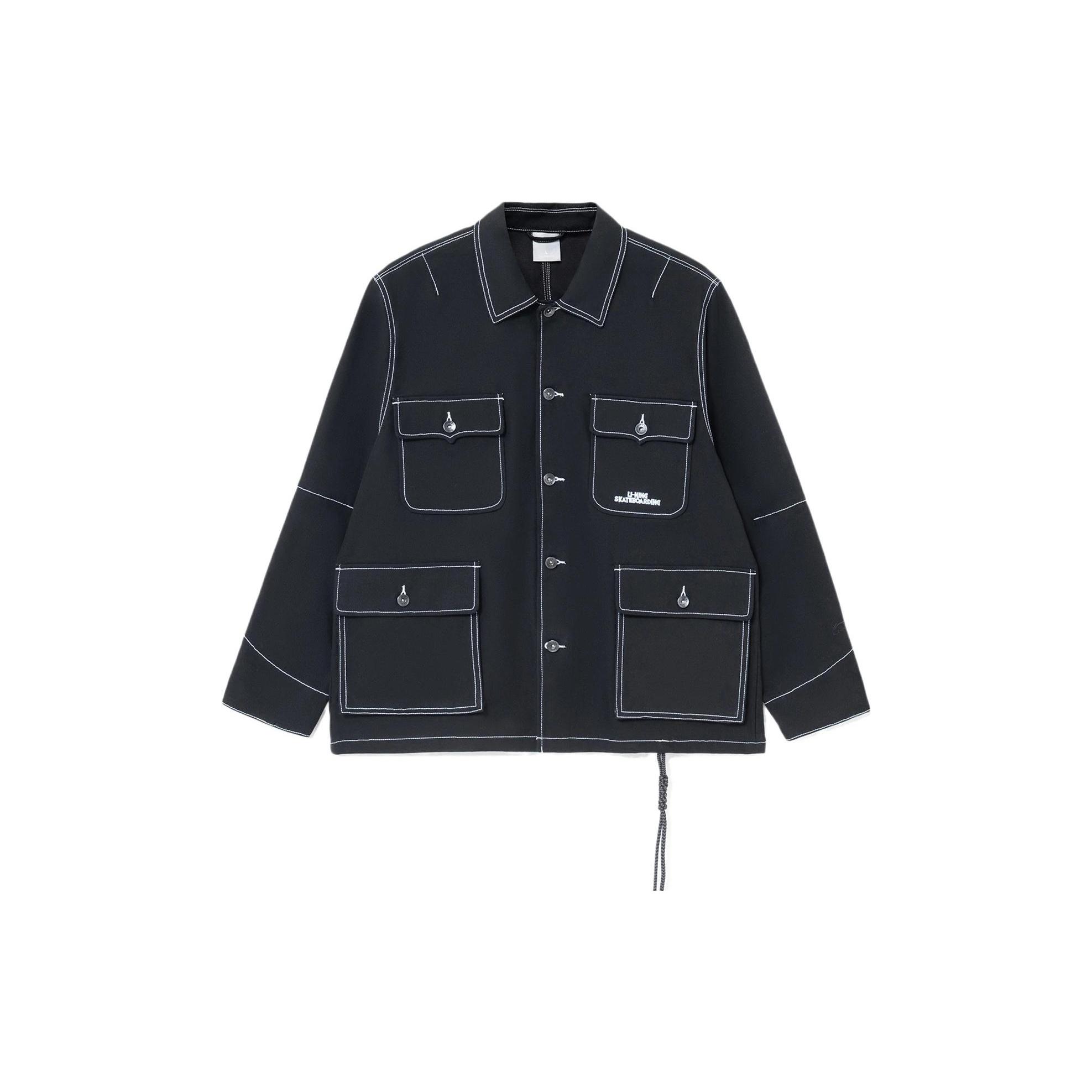 Li-Ning Skateboard Series Multiple Pockets Loose Jacket  Black  Men s AFDS103-1 L