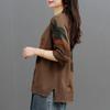 Cotton Sweater Women Plus Size Autumn Loose Round Neck Retro Printing Sweater Comfortable and Versatile Elastic Knit Sweater