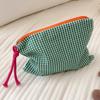 Women Plaid Makeup Bag Large Capacity Cotton Zipper Pouch Purse Travel Clutch Makeup Bag Cosmetic Zipper Bag for Ladies