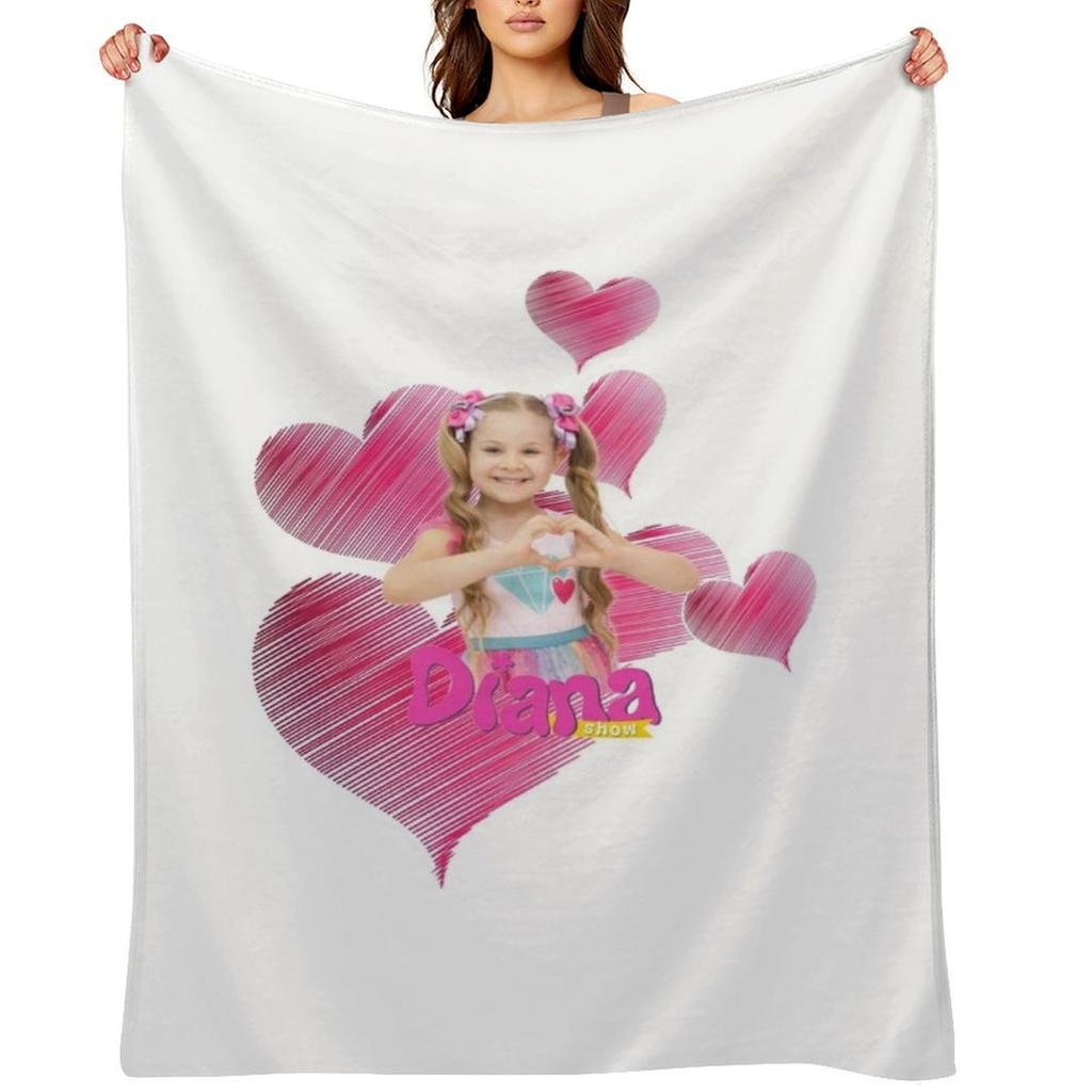 best selling The Kids Diana Show, Diana,Kids Diana Show , Cute Love Diana Throw Blanket Retros for winter Soft Blankets
