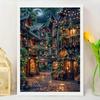 500/1000/1200/2000pcs Jigsaw Puzzle Art Wall Decoration -Night View of Fairy Tale Town Jigsaw Puzzle Room Home Wall Art Decoration Suitable for Birthd