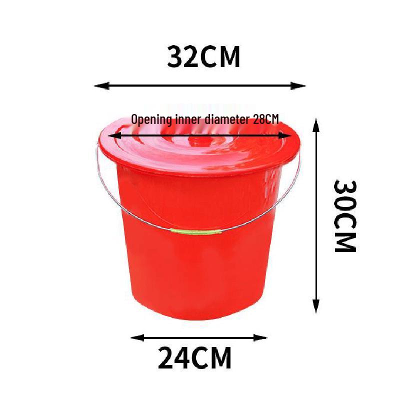 Red Plastic Portable Bucket with Lid красный