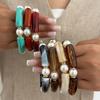 Women Elastic Resin Bead Bracelet Artistic Marbled Comfort Fit Fashion Statement Bracelet Suitable for Various Event