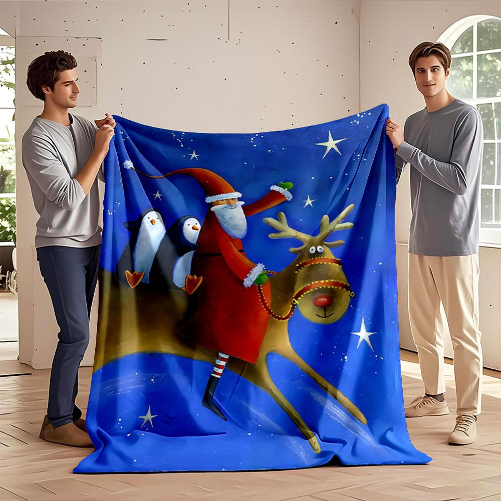 Santa and Reindeer Blanket for all seasons blanket lunch break throw gift