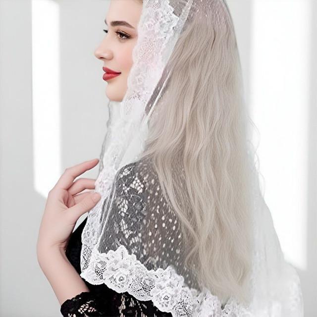 Vintage Bridal Short Net Veil With Lace Edge For Wedding And Photography