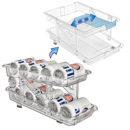 

New & Expandable Can Storage Rack, Beer Can Holder for 250ml/350ml/500ml Cans, Holds 10 Cans, Expandable Refrigerator Storage Rack, Juice Storage Rack
