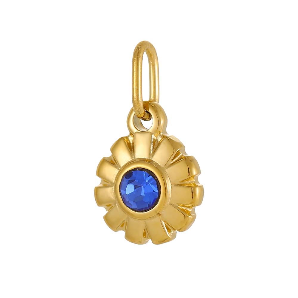 CARLIDANA Stainless Steel Birthstone Flower Pendant Colorful High Quality DIY Earrings Necklace Bracelet Charms Jewelry Making