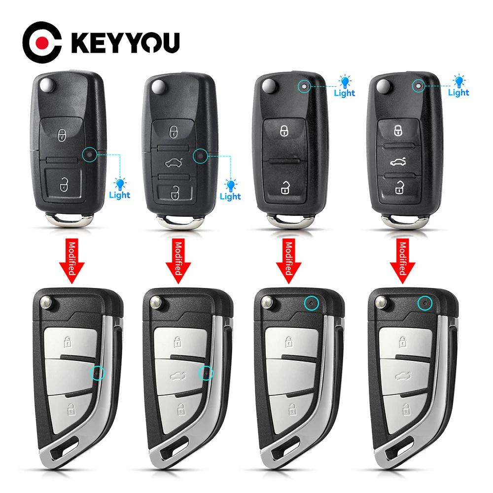 KEYYOU 1PCS New Car Key Case for VW for Volkswagen Beetle Caddy Passat Golf Jetta Polo Scirocco Tiguan Touran Skoda Seat Housing ct2