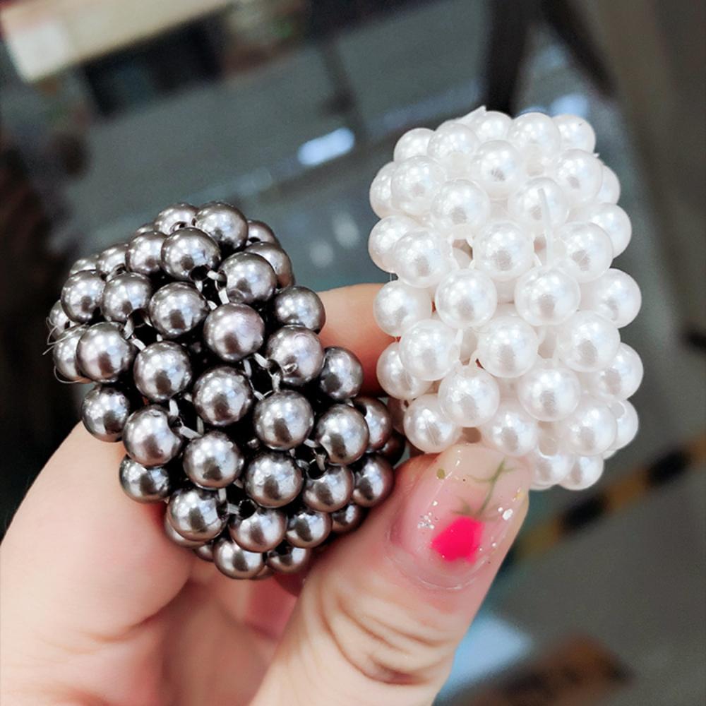 Einfaches elastisches Perlen-Haarseil für Damen Mädchen Pferdeschwanzhalter Haarband Haarkranz Haaraccessoires Kopfbedeckung Geschenke Haarband