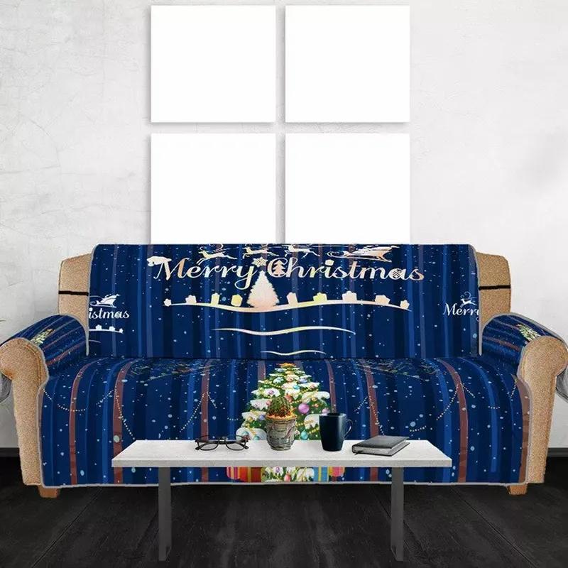 Christmas Sofa Cover 1 Seat Washable Couch Mat Slipcovers Furniture Christmas Decor Polyester Printed Comfortable Sofa Cover