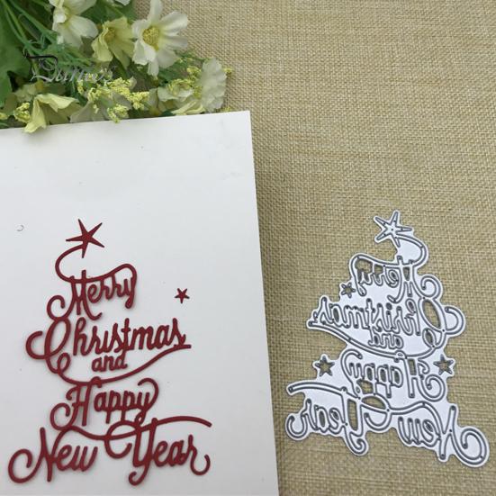 Buon Natale e Felice Anno Nuovo Lettera Scrapbook Carta Fai da Te Fustelle in Metallo