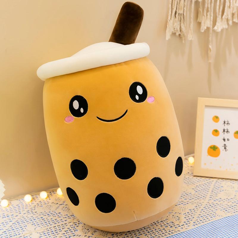 Cute Boba Milk Tea Plush Toy Soft Stuffed Pearl Milk Tea Hug Pillow Cushion