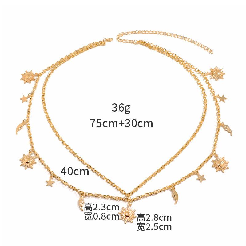 Hip Hop Fashion Metal Star Moon Double Layer Chain Sexy Pants Chain Body Fashion Sexy Adjustable Waist Chain