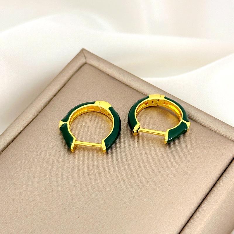 Manufacturer'S Supply Summer Fashion Niche High-End Women'S Earrings Dark Green Drop Glaze Earrings Ear Buckles Are In Stock.