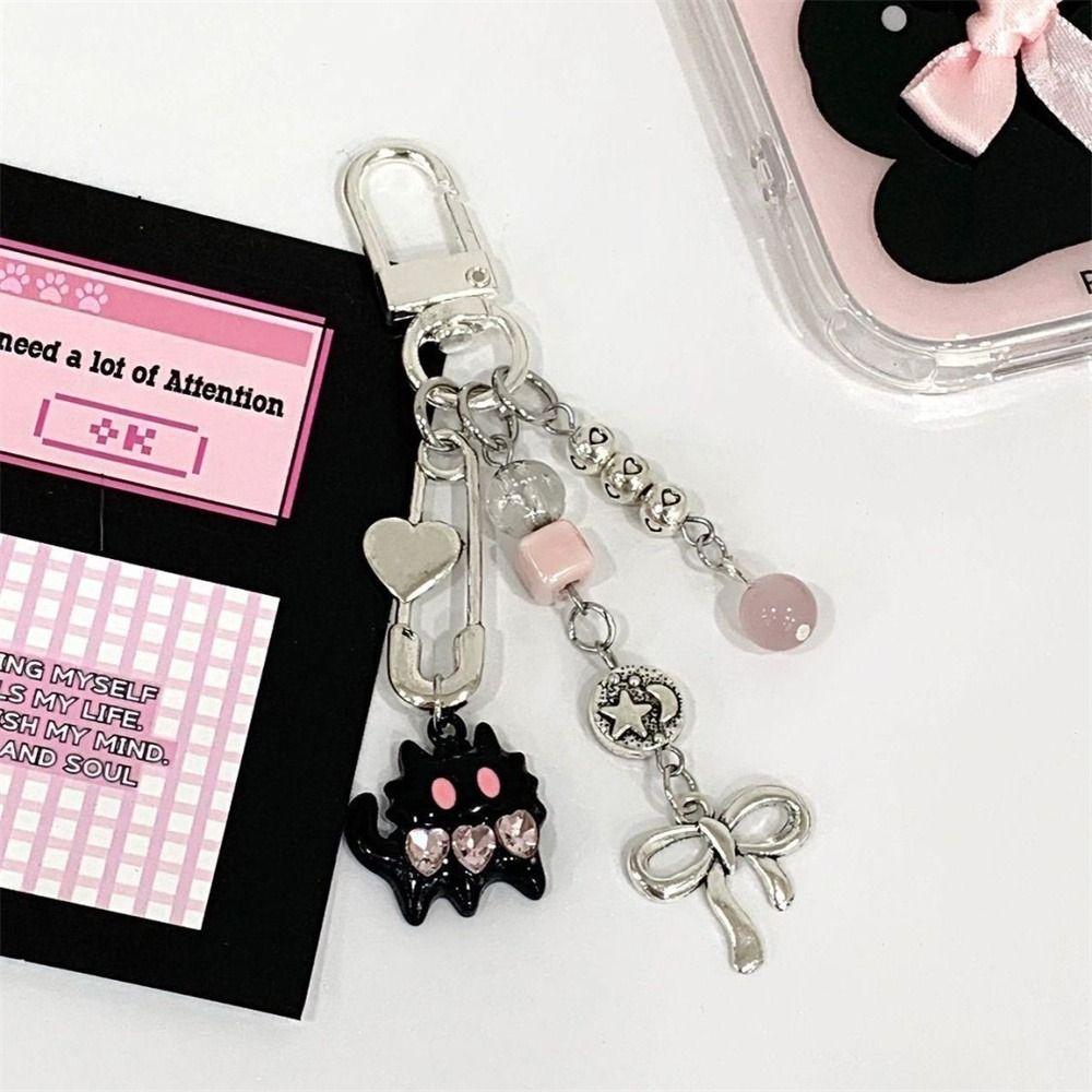 Wisiorek z Koralików Smycz do Telefonu Węzeł Kokardka Łańcuszek do Telefonu Dekoracja Telefonu Y2K Zawieszki do Telefonu Dziewczyna Kobieta