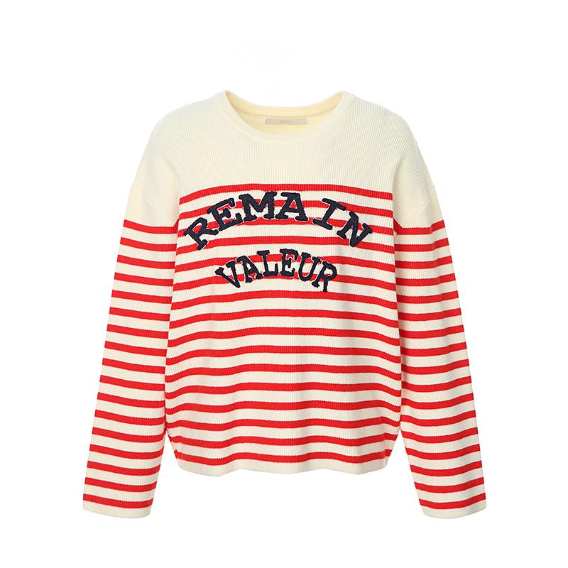 Visit In New York Striped Lettering Point Knit (Va2Lk22) Ivory(22)/Fff
