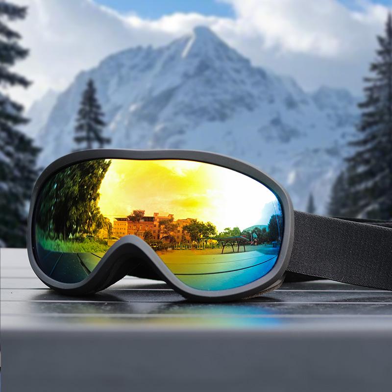 Anti-Fog Double Layer Ski Goggles - Fits Adult Helmets, Suitable for Children, Perfect for Winter Sports