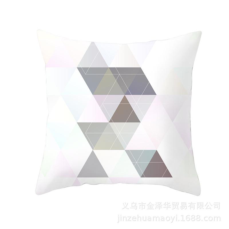 Modern Simple Pillow Cover Office Cushion Cover Pink Geometric Print Cushion Home Furnishings Home