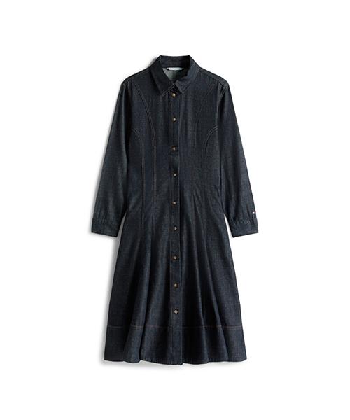 TOMMY HILFIGER Long Sleeve Flare Denim Dress (T22G0Tdr033Wt21Ap)