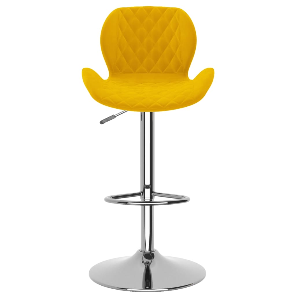 Bar Stool Set 2 Pcs Mustard Yellow Velvet
