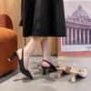 Single shoes women's summer new French pointed one-word buckle sandals women's fashion high heels women