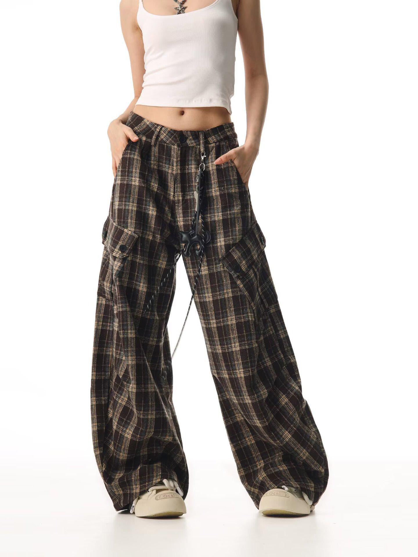 Japanese Plaid Cargo Pants - Trendy & Versatile Harajuku Style XL