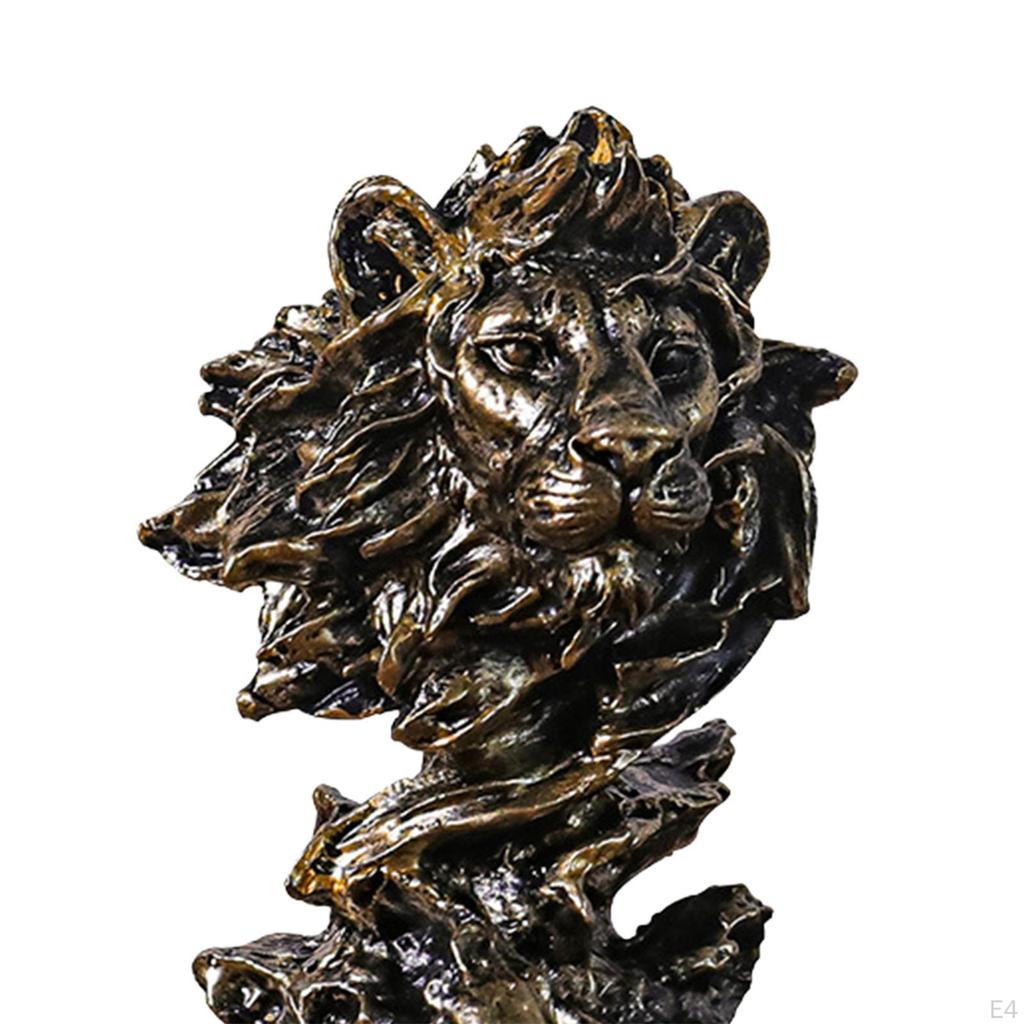 Head Statue, Hand Carved Animal Sculpture, Resin Tabletop Ornament, Decorative Art Figurine for Home