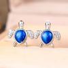 Charming Silver Color Blue Sea Turtle Stud Earrings for Women Daily Wear and Party