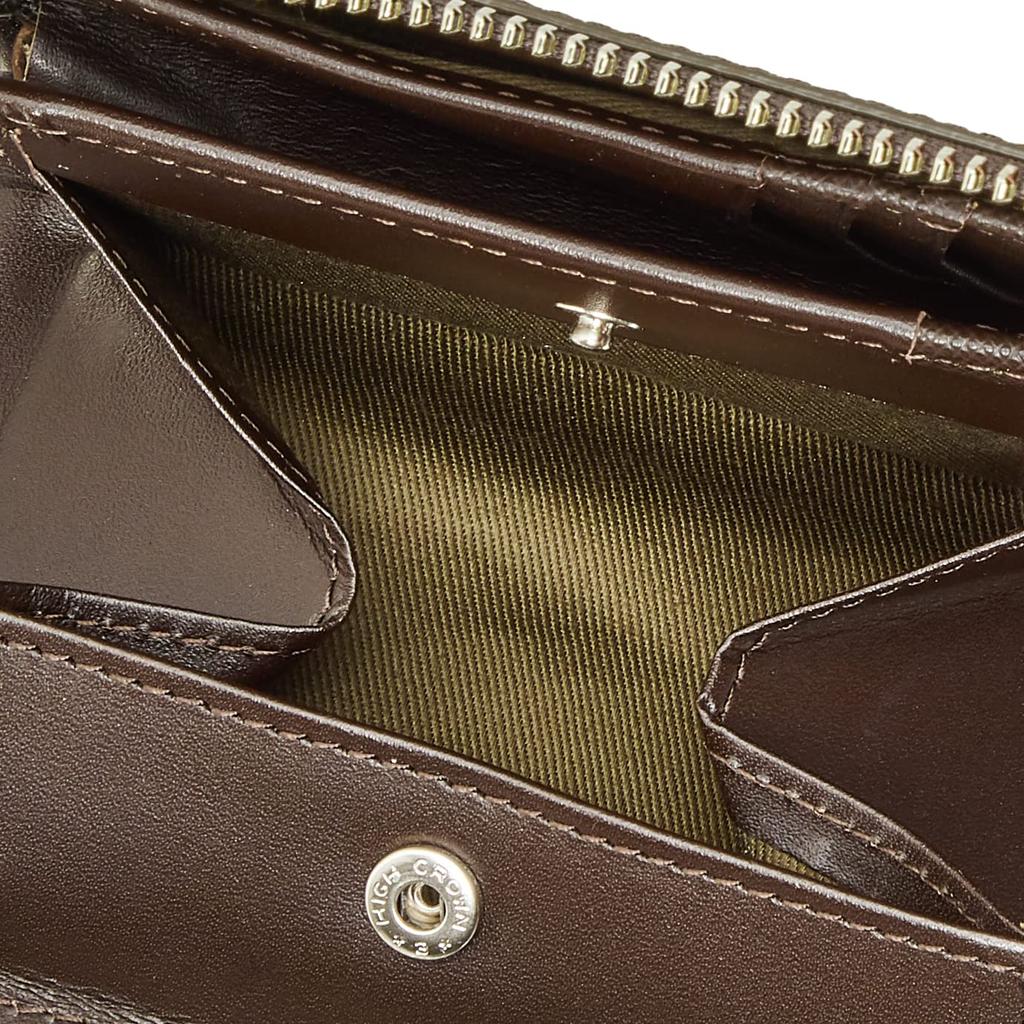 Katharine Hamnett London PRISM Bifold Wallet, Premium Japanese Cow Leather with Prism Embossing, Medium Size, L-Shaped Zipper, Dark Brown, One Size