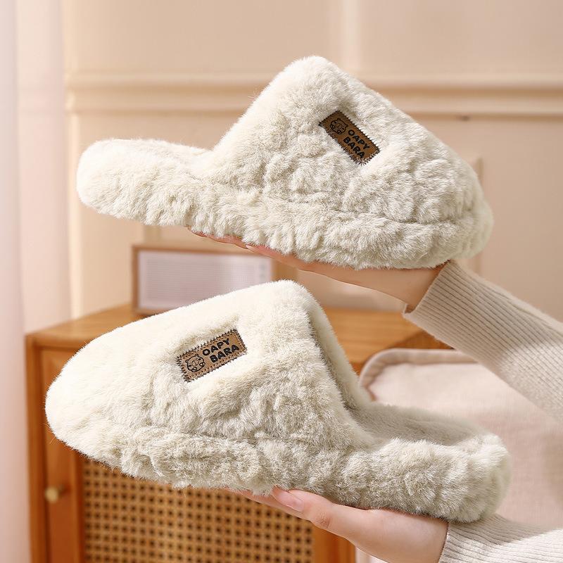 Indoor cotton slippers winter thick-bottomed premium-feeling plush thickened plush warm plush slippers