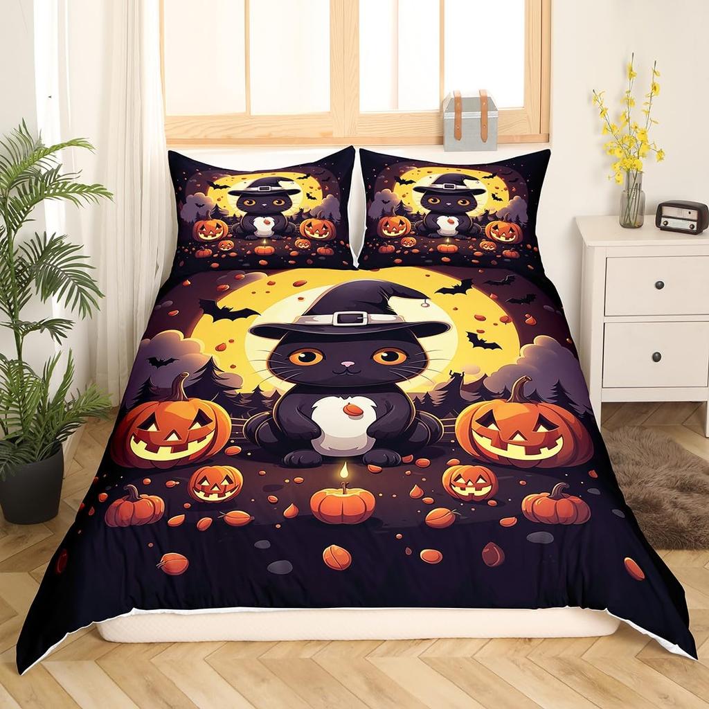 Happy Halloween Duvet Covers Queen King Size Lightweight Quilt Cover With 2 Pillowcases Horror Themed Bedding Sets No Comforter
