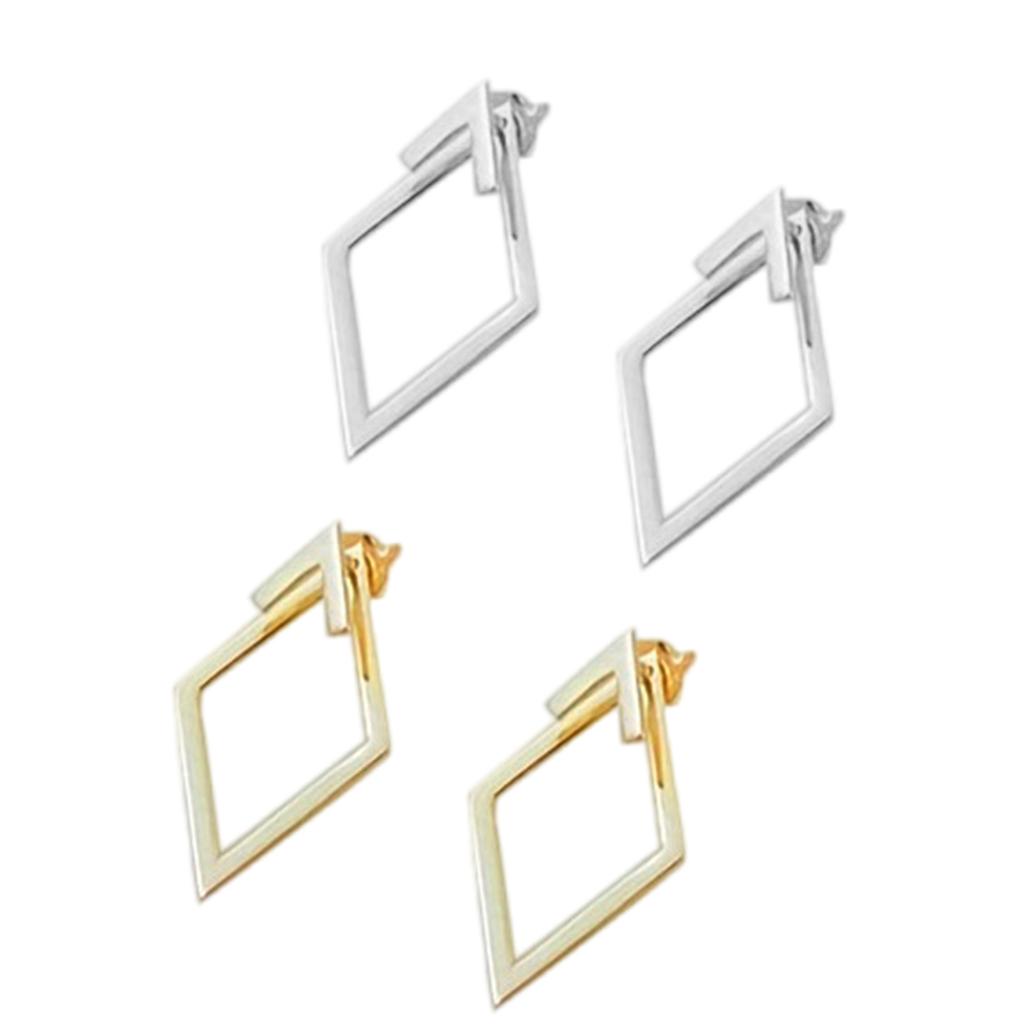 Minimalist Diamond Stud Earrings High Quality Copper Diamond Earrings with Double Layer Design for Gatherings