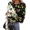 Women's Slim Fit Long Sleeve T-Shirt with Thumb Holes, Crewneck Christmas Print Pullover Top