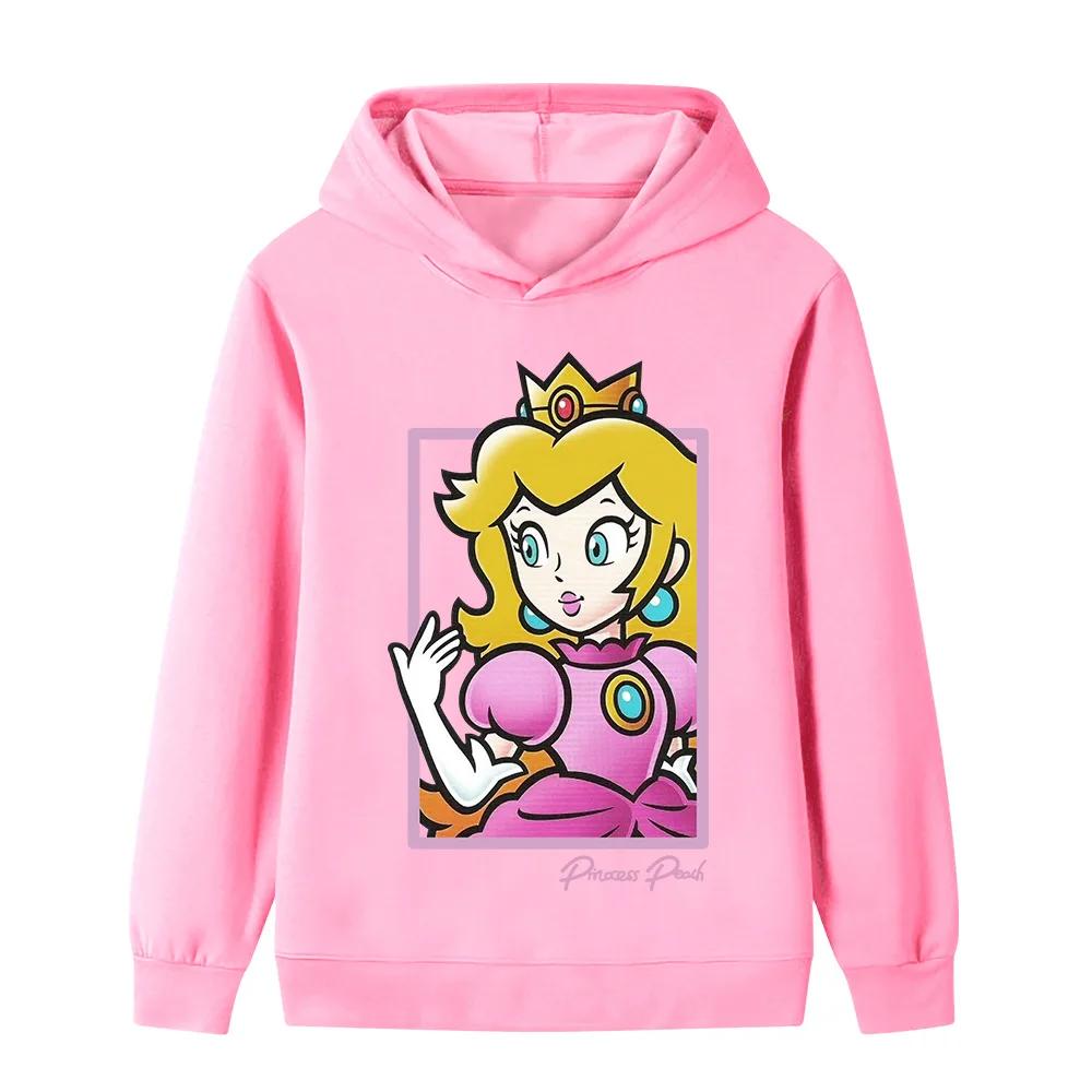 Mädchen Neuer Super Mario Prinzessin Cartoon Print Hoodie Herbst / Winter Outdoor Bequem Weich Kinder Woll-Kapuzensweatshirt